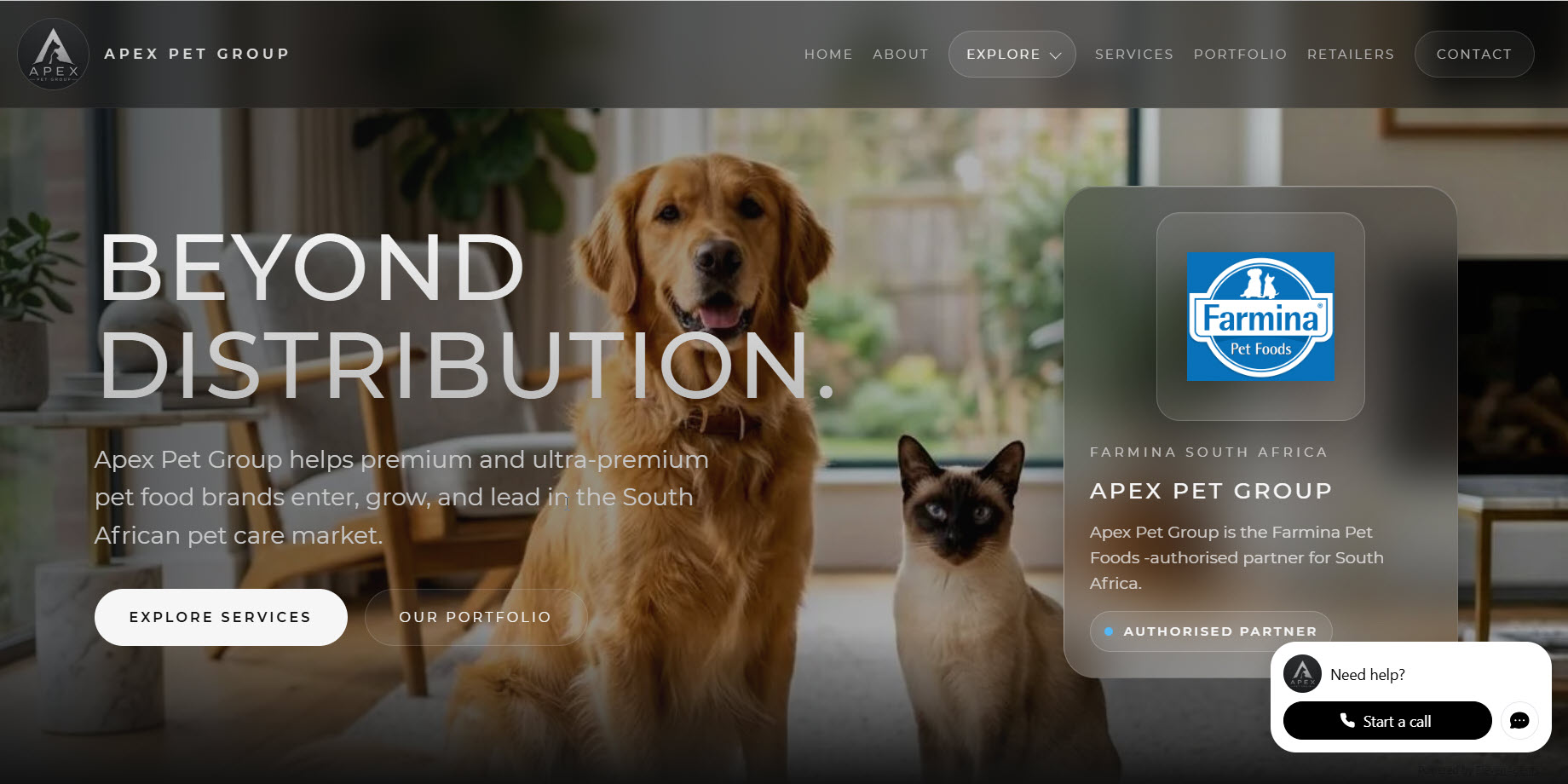 Apex Pet Group corporate pet industry website