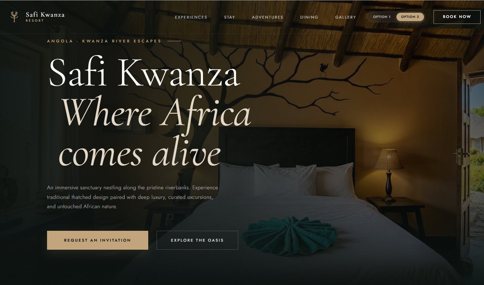 Safi Kwanza Resort luxury riverside holiday destination website