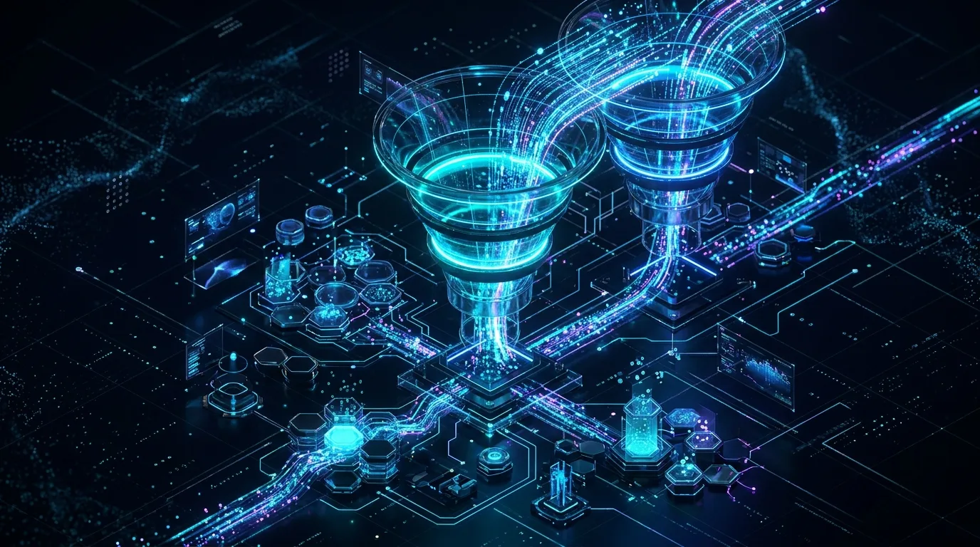 Abstract data nodes and marketing funnels